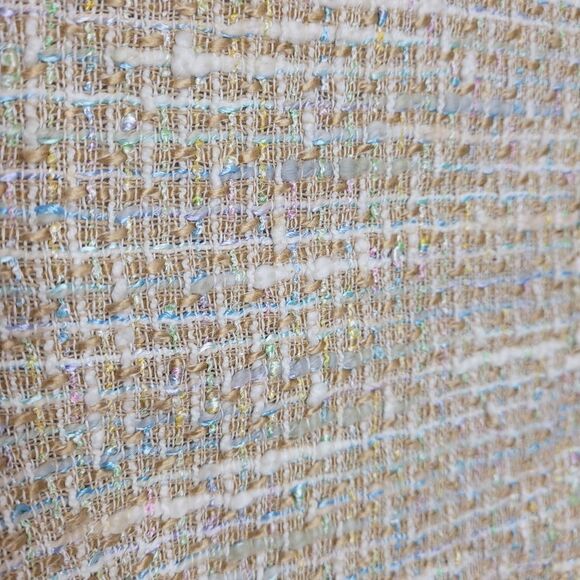 ECI beige boucle tweed blazer with blue trim  plazacore jacket M‎ - Picture 5 of 12